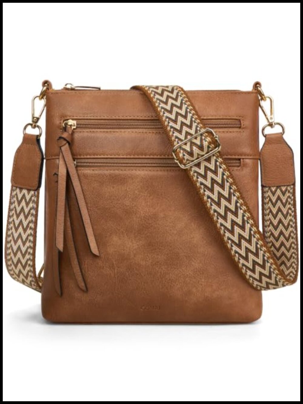 Vegan PU Leather Crossbody Bag Medium Multi-Pocket Travel Purse